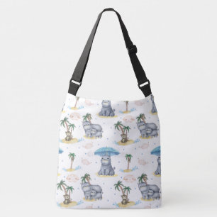 Bolsa de Bebê Tote “Hipopótamos-Macacos” Pintada à