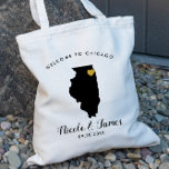 Bolsa de Boas-vindas do Casamento de Destino de Il<br><div class="desc">Saco de presentes de boas-vindas para convidados fora da cidade para o seu casamento,  com imagem de Illinois,  com coração de ouro. Preencha a bolsa com seus doces favoritos.</div>