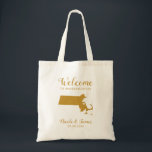 Bolsa de Boas-vindas do Map de Massachusetts, Dour<br><div class="desc">Saco de presentes de boas-vindas para convidados fora da cidade para o seu casamento,  apresentando a imagem de Massachusetts,  com coração que você pode colocar no local exato. Preencha a bolsa com seus doces favoritos.</div>