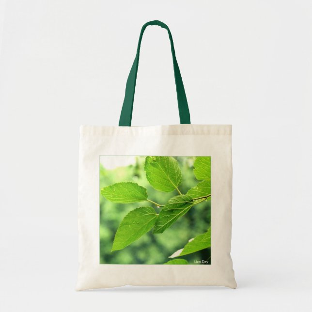 bolsa de Canvas de de 'Folhas de Verão com Gotas d (Frente)