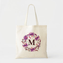Bolsa de canvas de Monograma Personalizado Floral