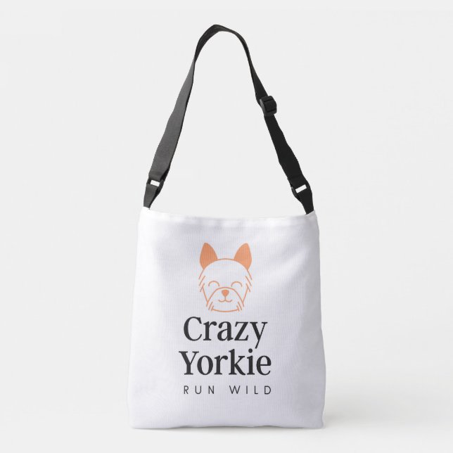 Bolsa de canvas Premium do Yorkie louco (Verso)