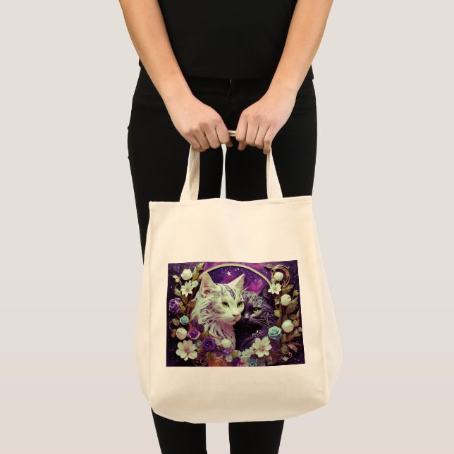 Bolsa de compra com Ilustração de Cat (Frente (produto))