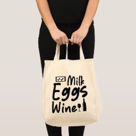 Bolsa de compra de vinho com leite engraçado