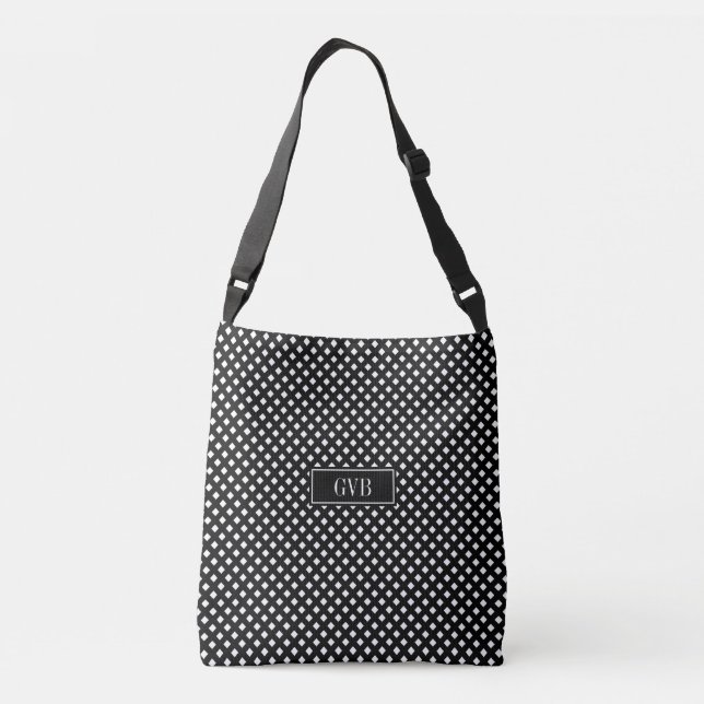 Bolsa de Corpo Moderno de Gingham Negro e Branco (Verso)