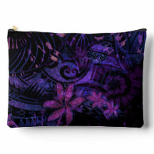Bolsa de Cosméticos de Plumeria Tribal Roxa Lumine