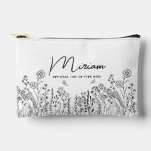 Bolsa de Cosméticos Floral Moderno com Letra Elega
