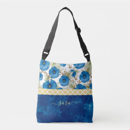 Bolsa de Flor Azul e Dourado