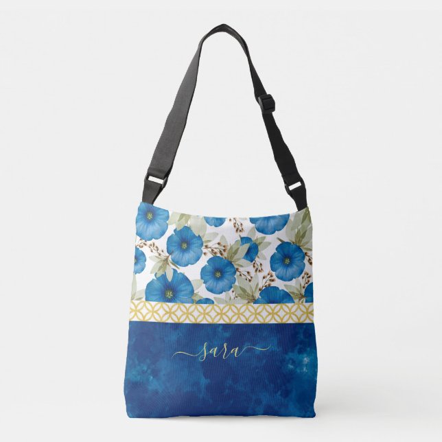 Bolsa de Flor Azul e Dourado (Frente)