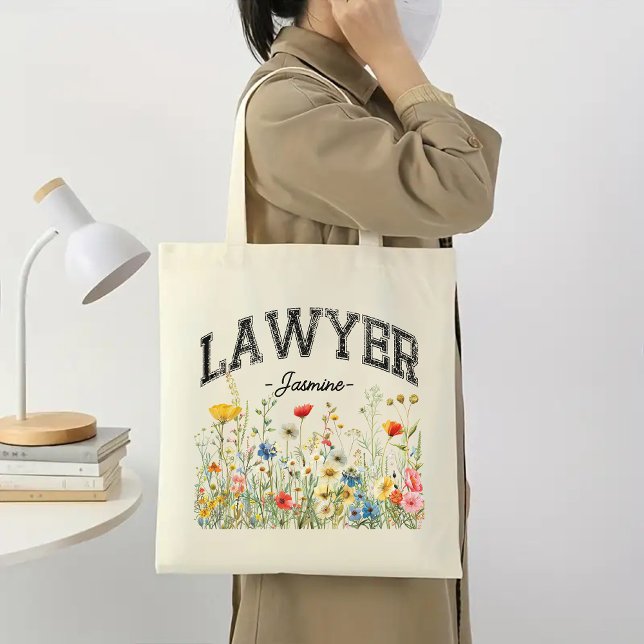 Bolsa de Graduação da Faculdade de Direito Persona (personalized name tote, wildflowers lawyer bag, graduation gift for lawyer, law student gift, )