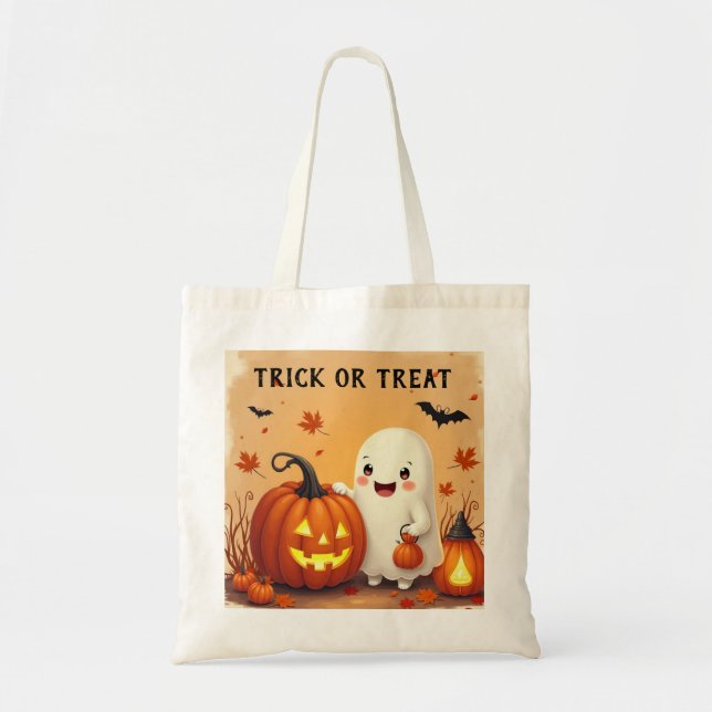 Bolsa de Halloween para Fantasmas e Pumpkin Cute P (Frente)