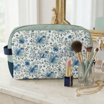Bolsa de Higiene Chic Azul e Verde Sage com Estamp