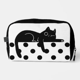 Bolsa de higiene preta com estampa de bolinhas