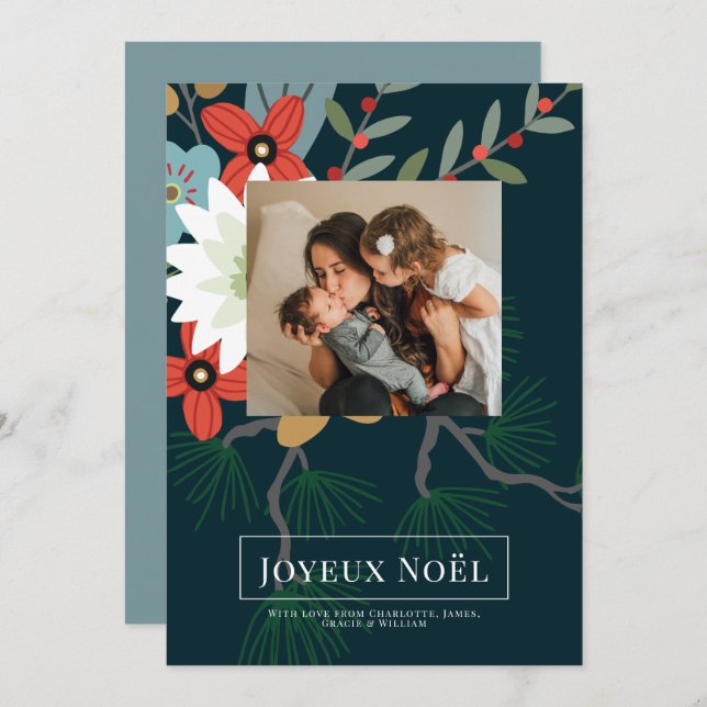 Bolsa de inverno Joyeux Noël Cartão de Natal Elega (Frente/Verso)