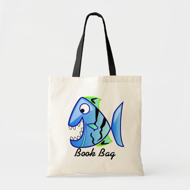 Bolsa de livros Tropical Blue Piranha (Frente)