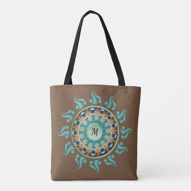 Bolsa de Mandala Sun Turquoise, castanha, azul e t (Verso)