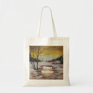 Bolsa de Mão Ann Hayes Pintando Cena de Inverno