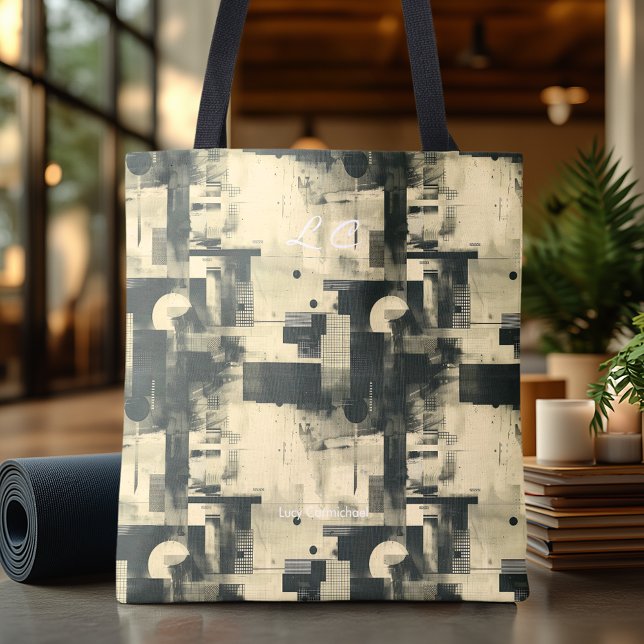 Bolsa de Mão Bege Cinza Abstrata Neutra Elegante (Criador carregado)