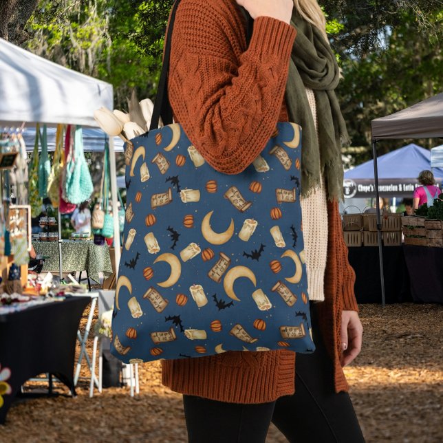 Bolsa de mão Celestial Halloween Bruxa Lua Azul (Criador carregado)