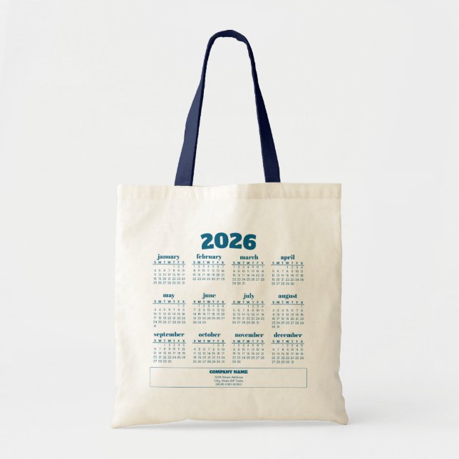Bolsa de mão com calendário promocional de 2026 co (Frente)