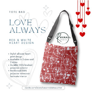 Bolsa de mão com desenho de coração vermelho e bra