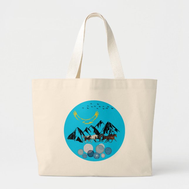 Bolsa de mão com design cultural do Cazaquistão (Frente)