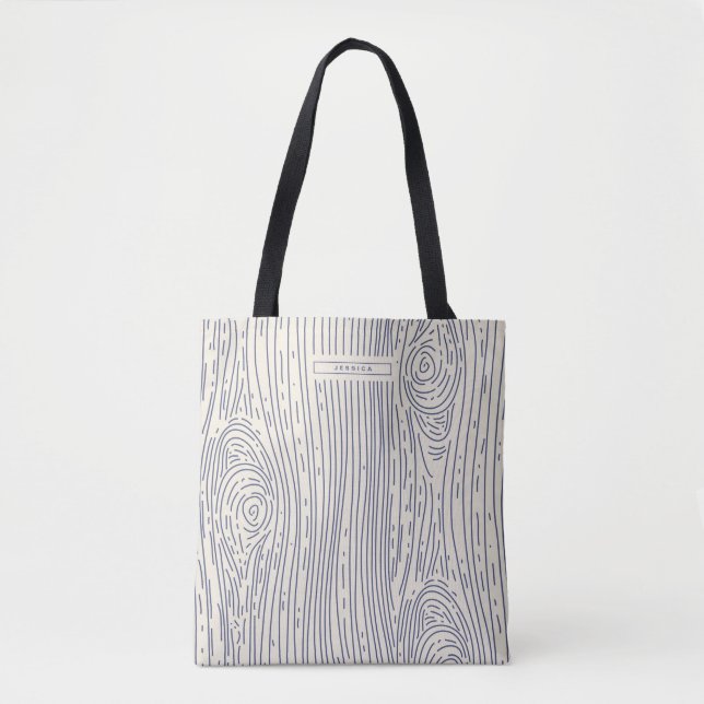 Bolsa de mão com estampa abstrata em bege marinho  (Frente)