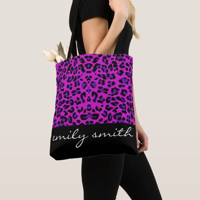 Bolsa de mão com estampa de leopardo personalizada (Close Up)