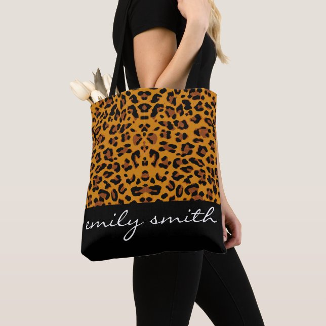 Bolsa de mão com estampa de leopardo personalizada (Close Up)