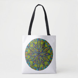 Bolsa de mão com estampa de mandala em verde brilh