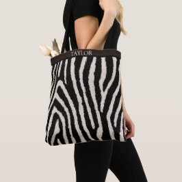 Bolsa de mão com estampa de zebra e nome personali