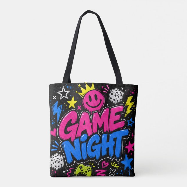 Bolsa de mão com grafite neon ousado para Noite de (Verso)