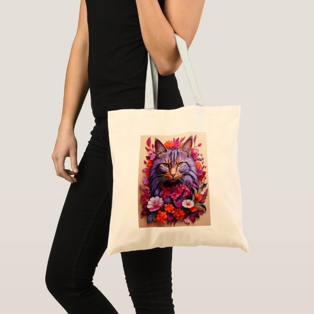 Bolsa de mão com ilustração de gato (Frente (produto))