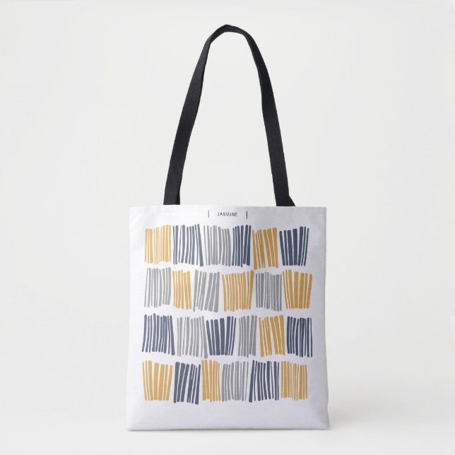 Bolsa de mão com Listras Abstratas Laranja e Cinza (Frente)