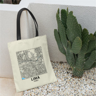 Bolsa de mão com mapa da cidade de Lima, Peru