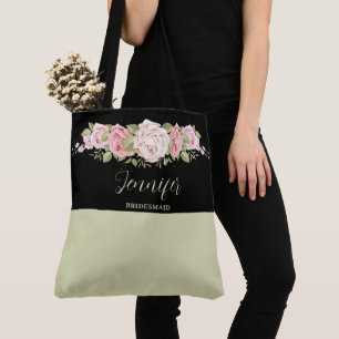 Bolsa de mão com monograma da Lovely Pink Rose