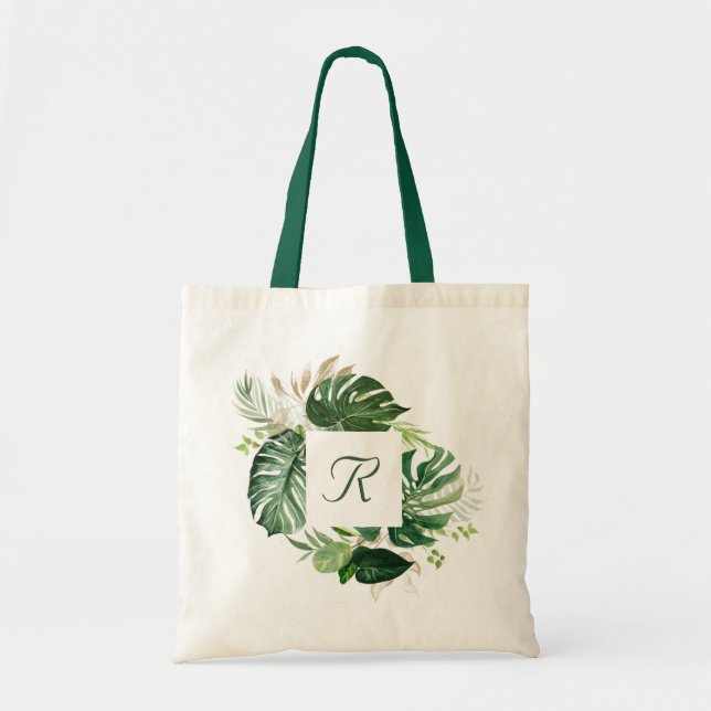 Bolsa de mão com monograma de folhas de palmeira t (Frente)