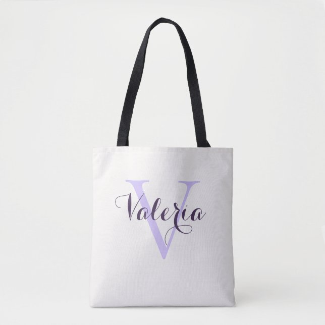 Bolsa de mão com monograma de lavanda personalizad (Frente)