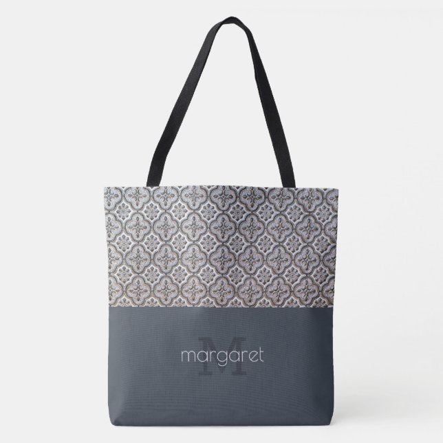 Bolsa de mão com monograma de textura sofisticada (Frente)