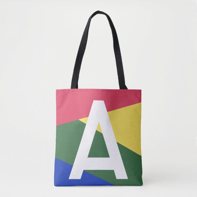 Bolsa de mão com monograma e bloco de cores retrô  (Frente)