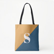 Bolsa de mão com monograma em azul marinho e amare