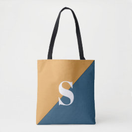Bolsa de mão com monograma em azul marinho e amare