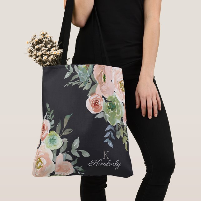 Bolsa de mão com monograma inicial em verde pastel (Close Up)