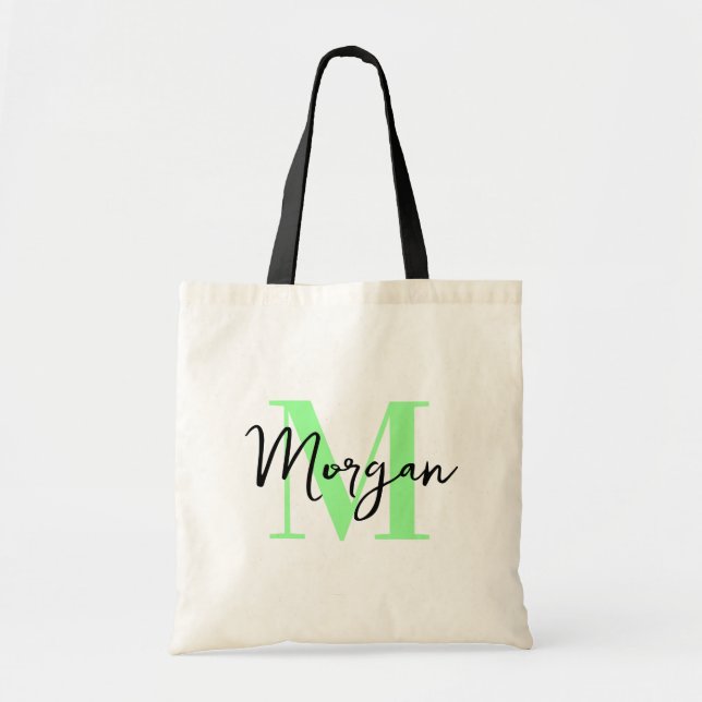 Bolsa de Mão com Monograma Personalizado – Verde M (Frente)