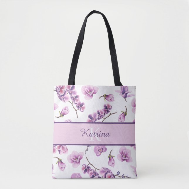 Bolsa de mão com Orquídea Monogramada (Frente)