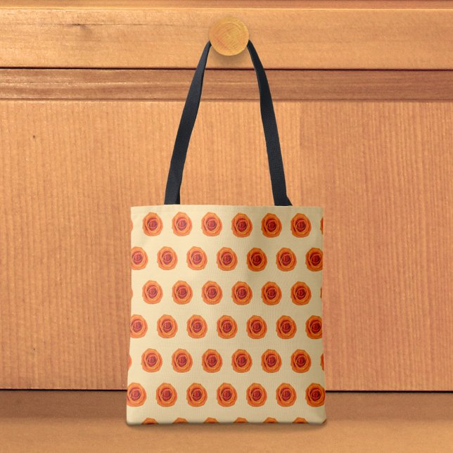 Bolsa de mão com padrão contínuo de Rosa Laranja (Tote bag with seamless pattern of an orange rose)