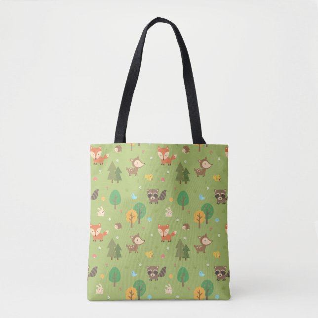 Bolsa de mão com padrão de animais da floresta fof (Frente)