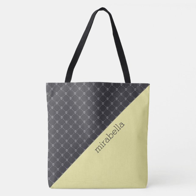 Bolsa de mão com padrão de caveiras monogramada (Frente)