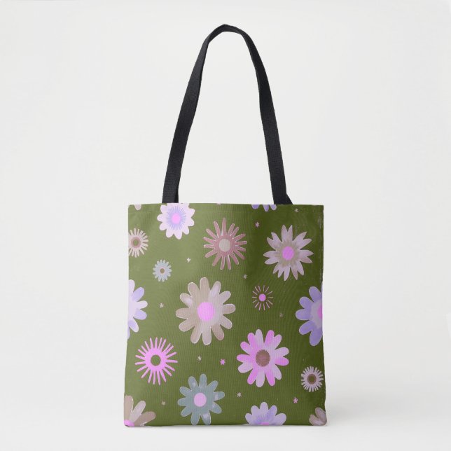 Bolsa de mão com padrão de flores moderno (Frente)