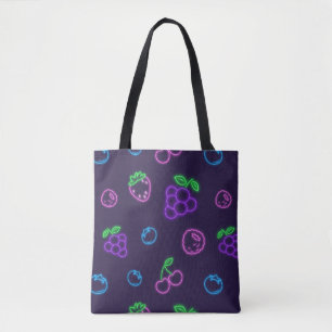 Bolsa de mão com padrão de frutas neon